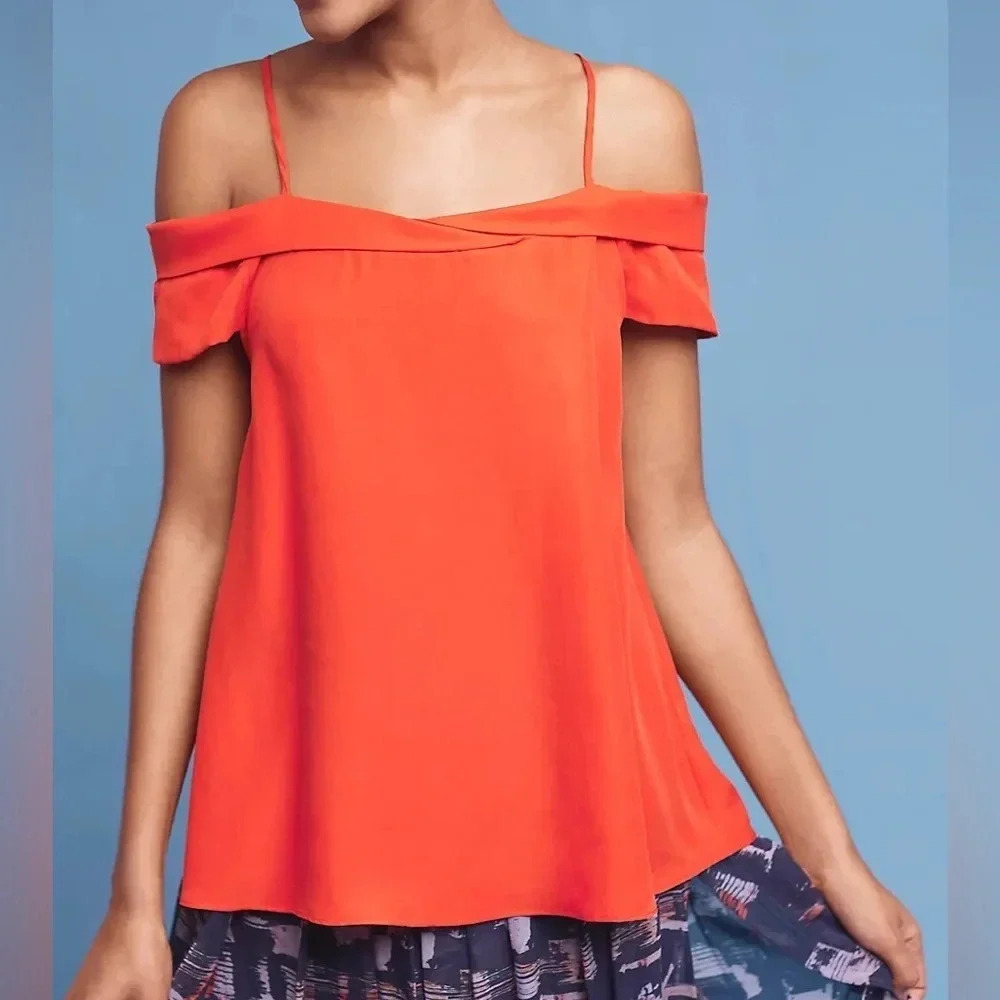 NWT Paper Crown Anthropologie Cerise Off-Shoulder Blouse Sz S